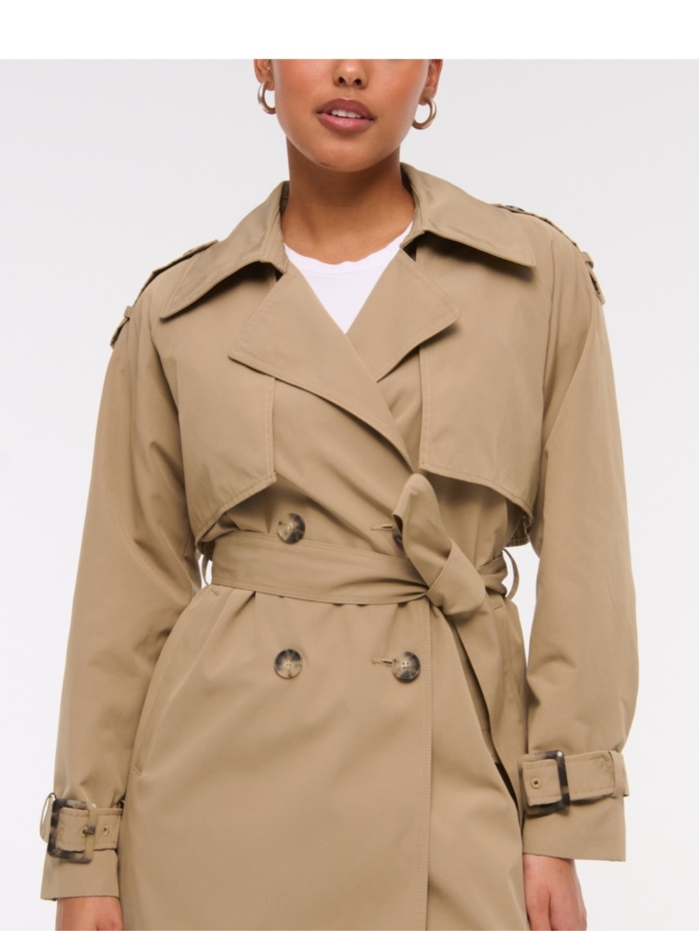 Abercrombie & Fitch Tan Trench Coat with Belt - Picture 6 of 12